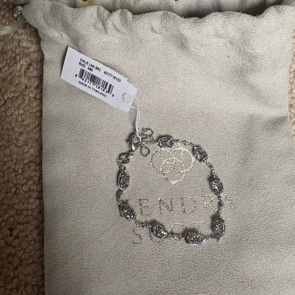 NEW Kendra Scott Emilie Silver Chain Bracelet in Platinum Drusy - Picture 2 of 2